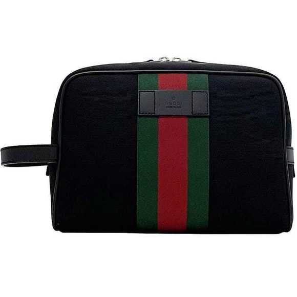 Gucci Bag Green Sherry Zipper Red Handbag Handle Shoulder Stripe Black - Picture 1 of 9